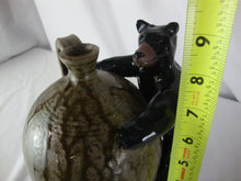 Load image into Gallery viewer, 1996 Marvin Bailey Folk Art Potter Black Bear on Green Drip Glaze Jug