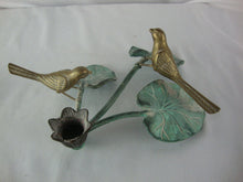 Load image into Gallery viewer, Vintage Gatco Solid Brass Two Birds on Leaves One Taper Candleholder
