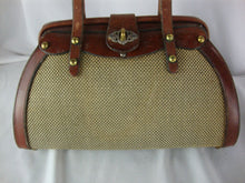 Load image into Gallery viewer, 1960s John Romain Tweed Leather Satchel Handbag Purse