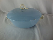 Load image into Gallery viewer, Vintage Homer Laughlin Skytone Blue/Cream Covered Serving Bowl with Lid