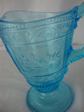 Load image into Gallery viewer, Vintage Willow Oak EAPG Aqua Glass Pedestal Creamer Small Pitcher