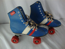 Load image into Gallery viewer, Vintage Roller Derby Kids Size 4 Blue/Red Roller Skates