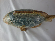 Load image into Gallery viewer, Rustic Glazed Blue/Tan Fish Figurine