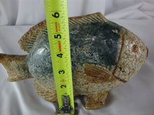 Load image into Gallery viewer, Rustic Glazed Blue/Tan Fish Figurine