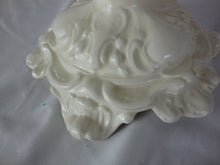 Load image into Gallery viewer, Vintage Cream Ceramic Pedestal Scrollwork Compote Candy Lidded Bowl