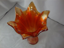 Load image into Gallery viewer, Vintage Marigold Carnival Vertical Ribbed Swung Vase