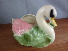 Load image into Gallery viewer, Vintage USA Ceramic Cream/Pink/Green Swan Bird Planter