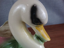 Load image into Gallery viewer, Vintage USA Ceramic Cream/Pink/Green Swan Bird Planter