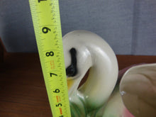 Load image into Gallery viewer, Vintage USA Ceramic Cream/Pink/Green Swan Bird Planter