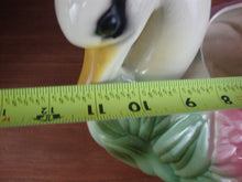 Load image into Gallery viewer, Vintage USA Ceramic Cream/Pink/Green Swan Bird Planter