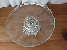 Load image into Gallery viewer, Vintage Glass with Silver Tone Metal Appetizer Dessert Base Stand