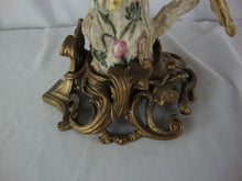 Load image into Gallery viewer, Vintage Brass 3 Arm Candleabra with Ceramic Parrot on Base