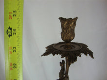 Load image into Gallery viewer, Vintage Brass 3 Arm Candleabra with Ceramic Parrot on Base