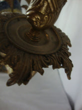 Load image into Gallery viewer, Vintage Brass 3 Arm Candleabra with Ceramic Parrot on Base
