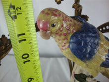 Load image into Gallery viewer, Vintage Brass 3 Arm Candleabra with Ceramic Parrot on Base