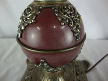 Load image into Gallery viewer, Vintage Cassidy Lamp Co. Pink Slag Glass Shade Brass Base Electric Dual Bulb Lamp