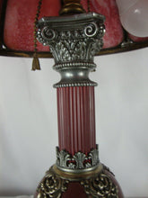Load image into Gallery viewer, Vintage Cassidy Lamp Co. Pink Slag Glass Shade Brass Base Electric Dual Bulb Lamp
