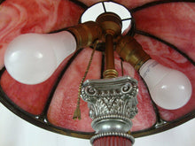 Load image into Gallery viewer, Vintage Cassidy Lamp Co. Pink Slag Glass Shade Brass Base Electric Dual Bulb Lamp