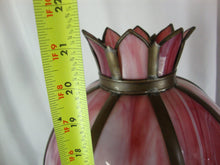 Load image into Gallery viewer, Vintage Cassidy Lamp Co. Pink Slag Glass Shade Brass Base Electric Dual Bulb Lamp