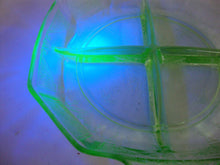 Load image into Gallery viewer, Vintage Anchor Hocking Princess Vaseline Glass Shallow Divided Dish with Handles