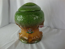 Load image into Gallery viewer, 1981 Keebler Elf Ceramic Tree Cookie Canister Jar with Lid