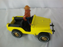 Load image into Gallery viewer, Vintage Hubley Smokey the Bear Jeep with Smokey Figurine