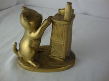 Load image into Gallery viewer, Vintage Solid Brass Naughty Kitten with Spilled Milk Figurine