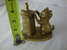 Load image into Gallery viewer, Vintage Solid Brass Naughty Kitten with Spilled Milk Figurine