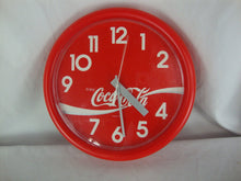 Load image into Gallery viewer, Vintage Enjoy Coca Cola Red Plastic Battery Wall Clock