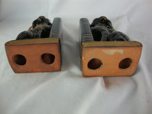 Load image into Gallery viewer, MCM Retro Black/Gold Cat Bookends Pen Holders Set of 2