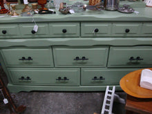 Load image into Gallery viewer, Vintage Custom Painted 7 Drawer Dresser with Removable Mirror with Shelves