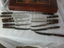 Load image into Gallery viewer, Vintage Flint USA 12 Steak Knife & 3 Piece Carving Set in Carry Case