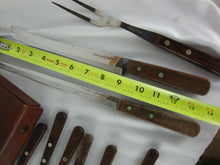 Load image into Gallery viewer, Vintage Flint USA 12 Steak Knife & 3 Piece Carving Set in Carry Case