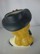 Load image into Gallery viewer, Vintage Nippon Handpainted Blonde Hair Black Hat Red Bow Large Woman Head Vase