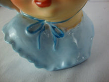 Load image into Gallery viewer, Vintage Blue Baby Head Vase Spaghetti Bow Bonnet Trim