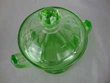 Load image into Gallery viewer, Vintage Hazel Atlas Optic Block Uranium Vaseline Glass Sugar Bowl with Lid