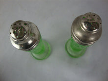 Load image into Gallery viewer, Vintage Hazel Atlas Florentine No 1 Uranium Glass Salt and Pepper Shaker Set