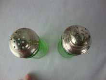 Load image into Gallery viewer, Vintage Federal Glass Madrid Uranium Glass Salt and Pepper Shaker Set