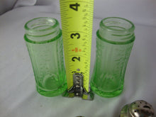Load image into Gallery viewer, Vintage Federal Glass Madrid Uranium Glass Salt and Pepper Shaker Set
