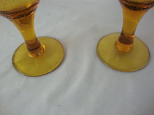 Load image into Gallery viewer, Vintage Amber Blown Glass Wine Glasses Set of 2