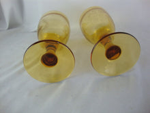 Load image into Gallery viewer, Vintage Amber Blown Glass Wine Glasses Set of 2