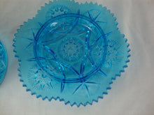 Load image into Gallery viewer, Vintage Kemple Yutec Turquoise Pressed Glass Butter Cheese Dish with Dome Lid