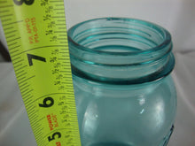 Load image into Gallery viewer, Antique Ball Perfect Mason Aqua Glass Jar with Offset Printing Error No Lid