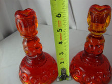 Load image into Gallery viewer, Vintage LE Smith Amberina Moon Stars Candleholders Set of 2