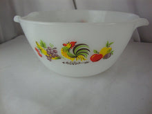 Load image into Gallery viewer, Vintage Anchor Hocking FireKing Chanticleer Rooster Fruit Cinderella Mixing Bowl