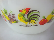 Load image into Gallery viewer, Vintage Anchor Hocking FireKing Chanticleer Rooster Fruit Cinderella Mixing Bowl