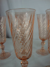 Load image into Gallery viewer, Vintage Cristal D'Arques Pink Rosaline Swirl Champagne Flute Set of 6