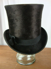 Load image into Gallery viewer, Antique Pope Atlanta GA Mens Black Fur Top Hat with Case Decor