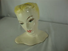 Load image into Gallery viewer, Vintage Unmarked Blonde Hair Red Lips Ceramic Large Head Vase