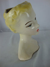 Load image into Gallery viewer, Vintage Unmarked Blonde Hair Red Lips Ceramic Large Head Vase